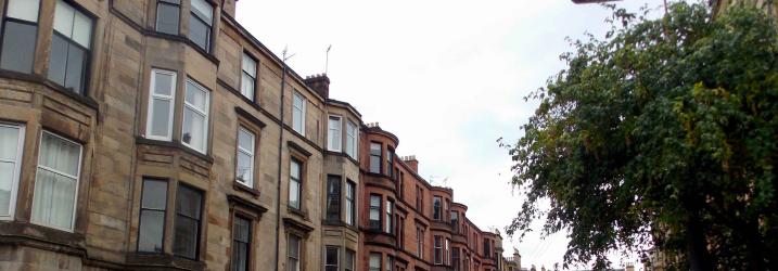 Close up of tenement buildings.